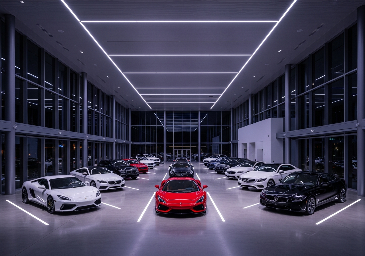 A large dealership with room for multiple cars